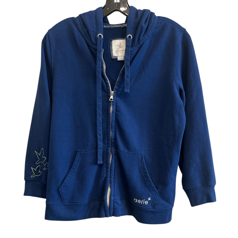 Aerie AEO American Eagle Women's Blue Zip-Up Hoodie Size Large